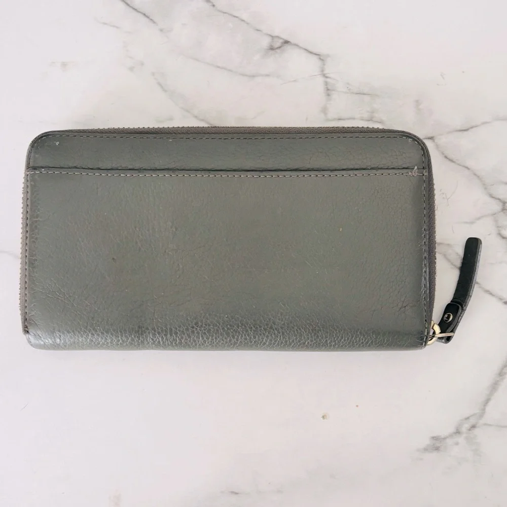 Kate Spade Women’s Dark Gray Pebbled Leather Zip Around‎ Wallet